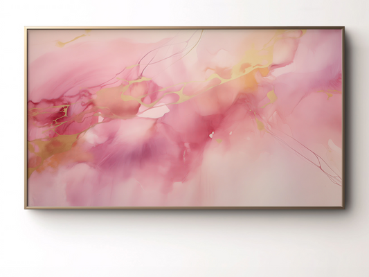 Abstract Pink Watercolor Frame TV Art