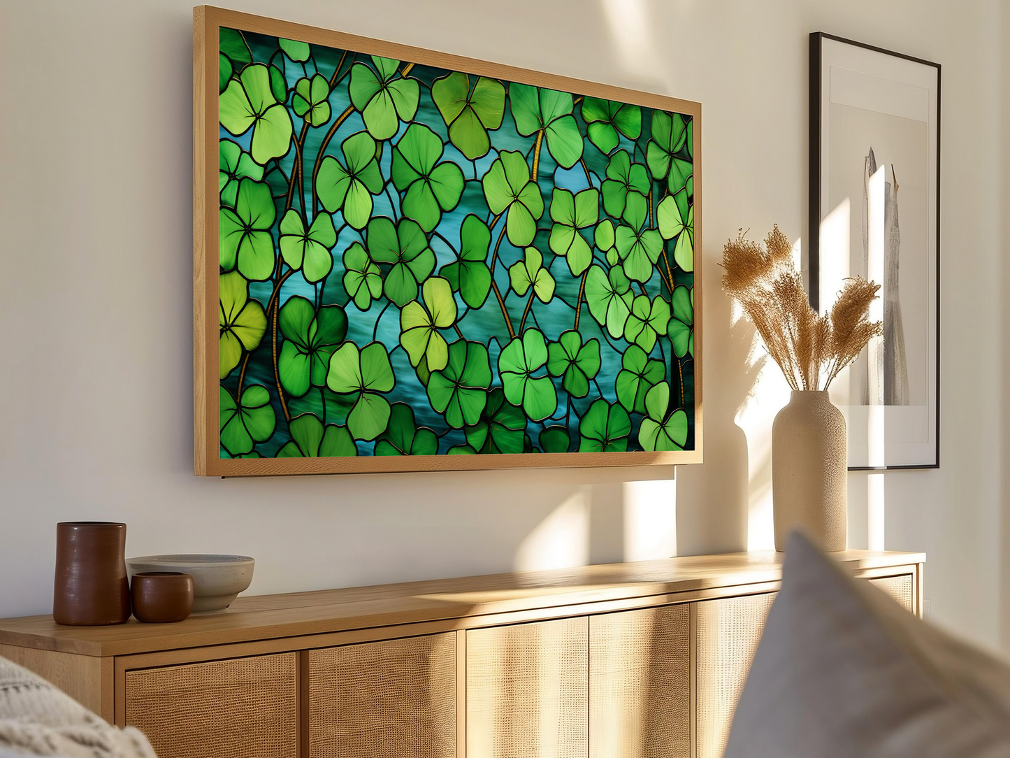 St. Patrick's Day Stained Glass Frame TV Art