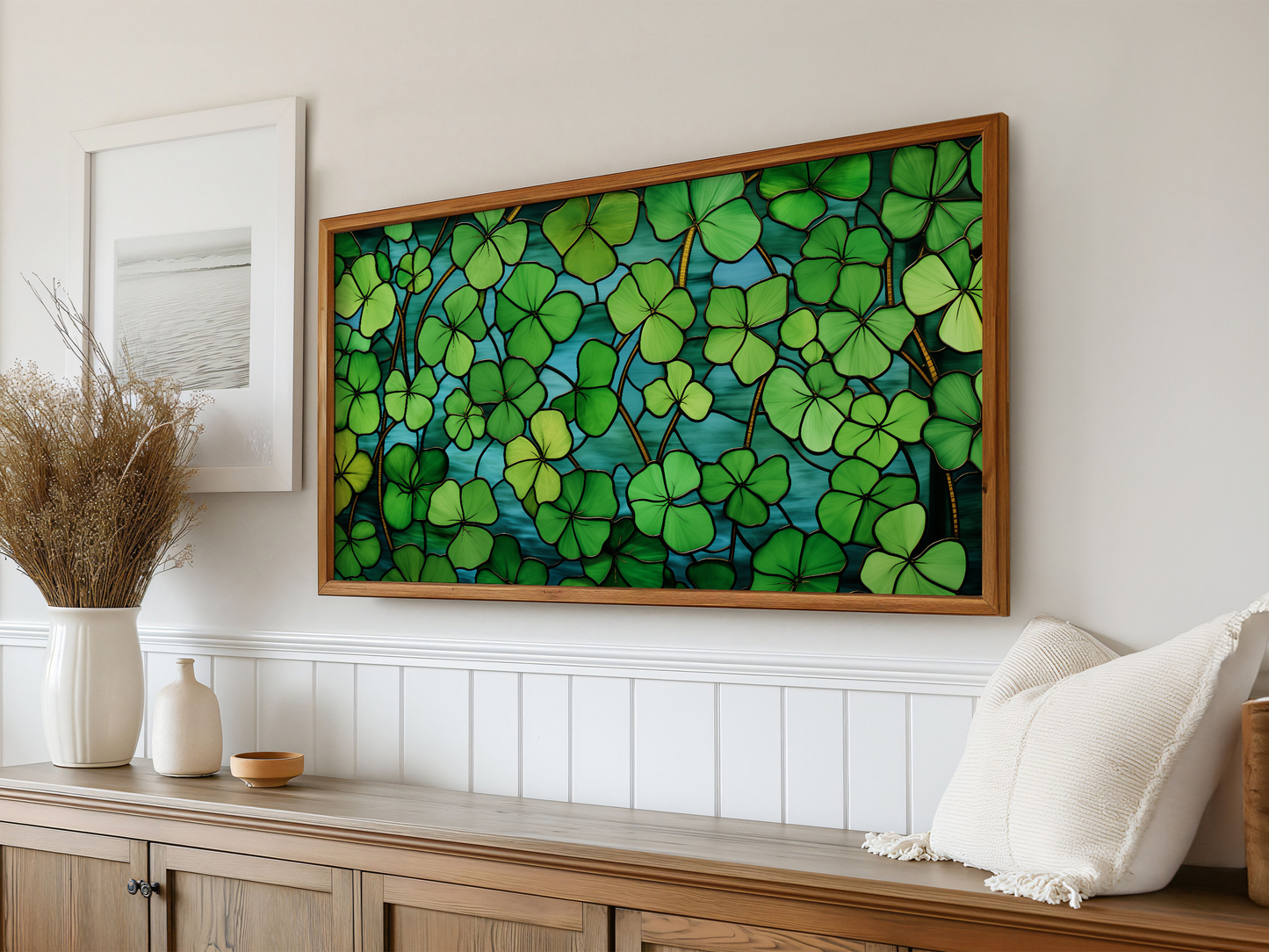St. Patrick's Day Stained Glass Frame TV Art