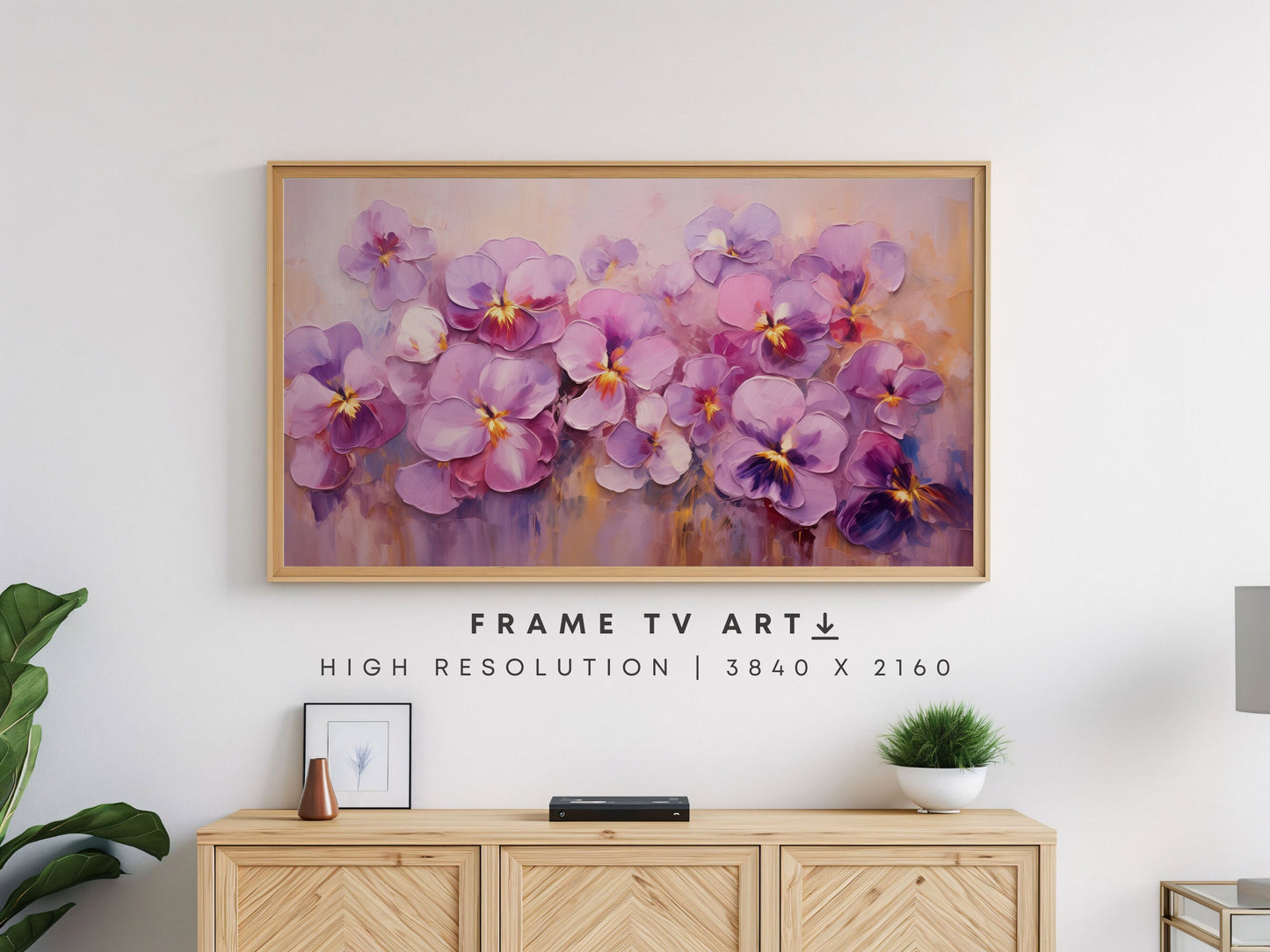 Essence of Spring Pansies Frame TV Art