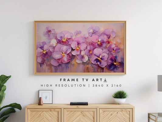 Essence of Spring Pansies Frame TV Art