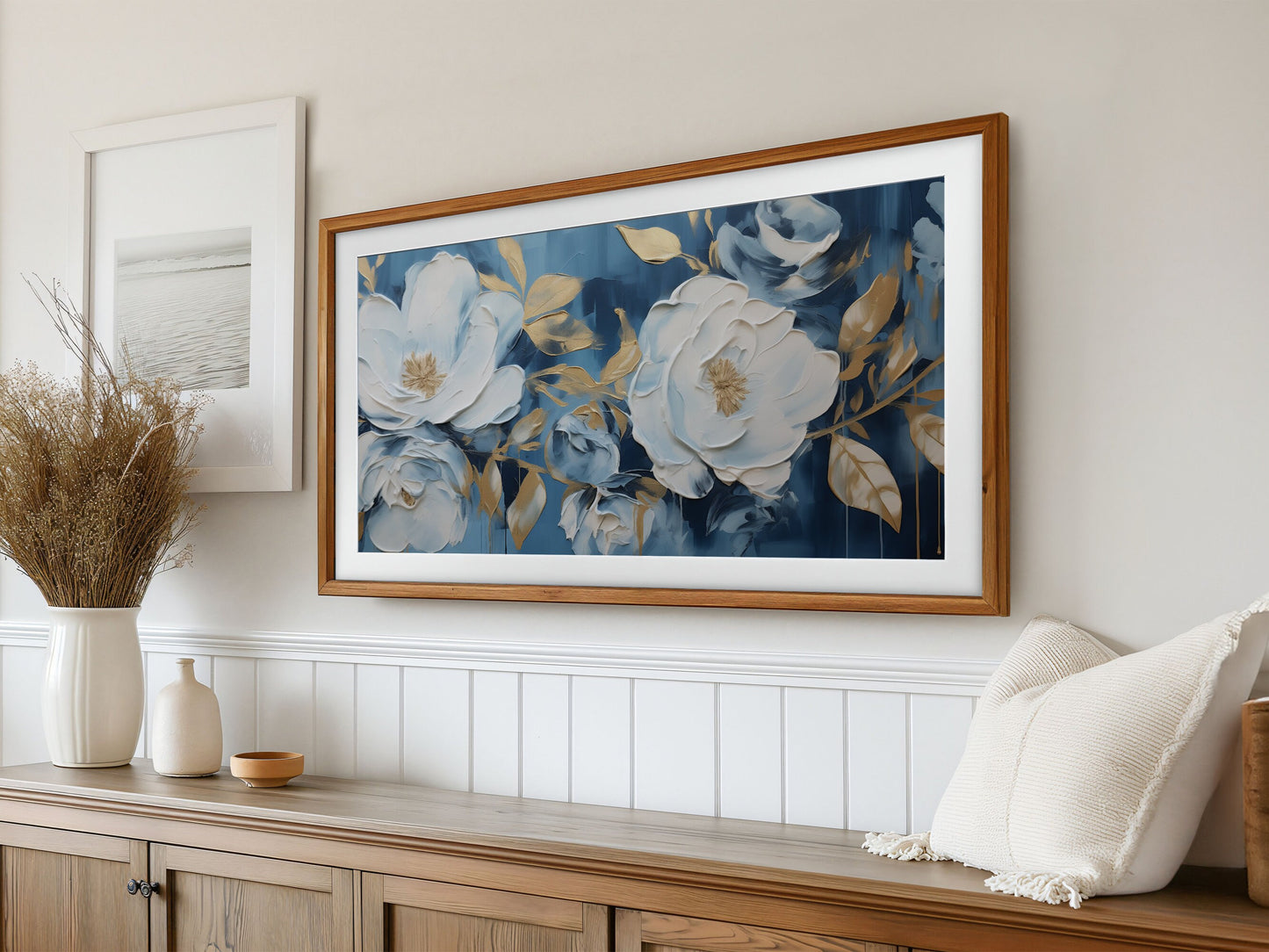 Blue & Gold Floral Frame TV Art Bundle