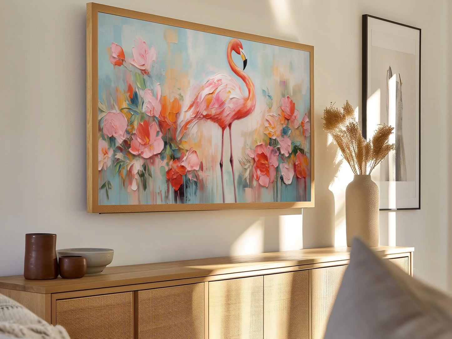Vibrant Spring Flamingo Frame TV Art