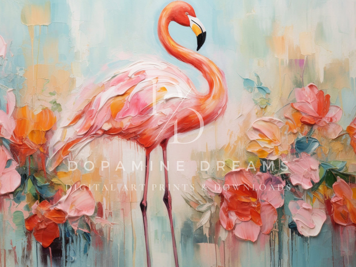 Vibrant Spring Flamingo Frame TV Art