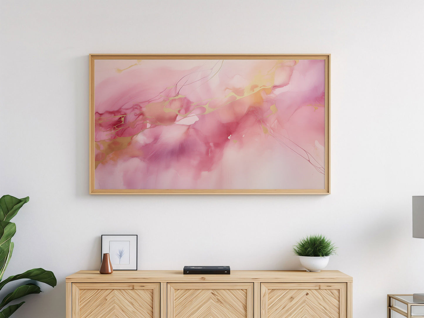 Abstract Pink Watercolor Frame TV Art