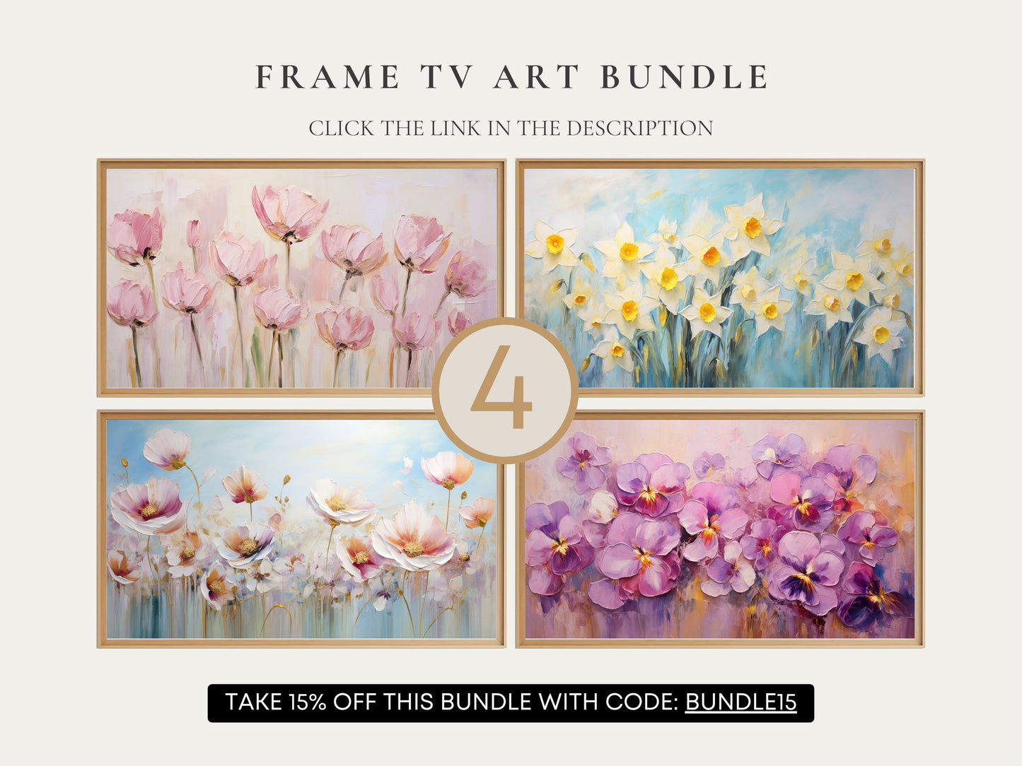 Essence of Spring Pansies Frame TV Art
