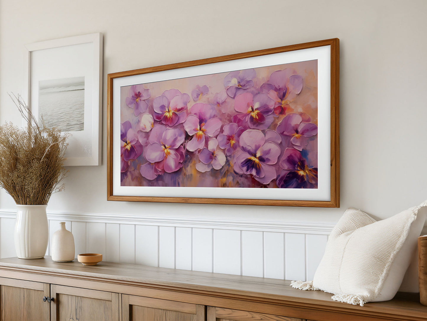 Essence of Spring Pansies Frame TV Art