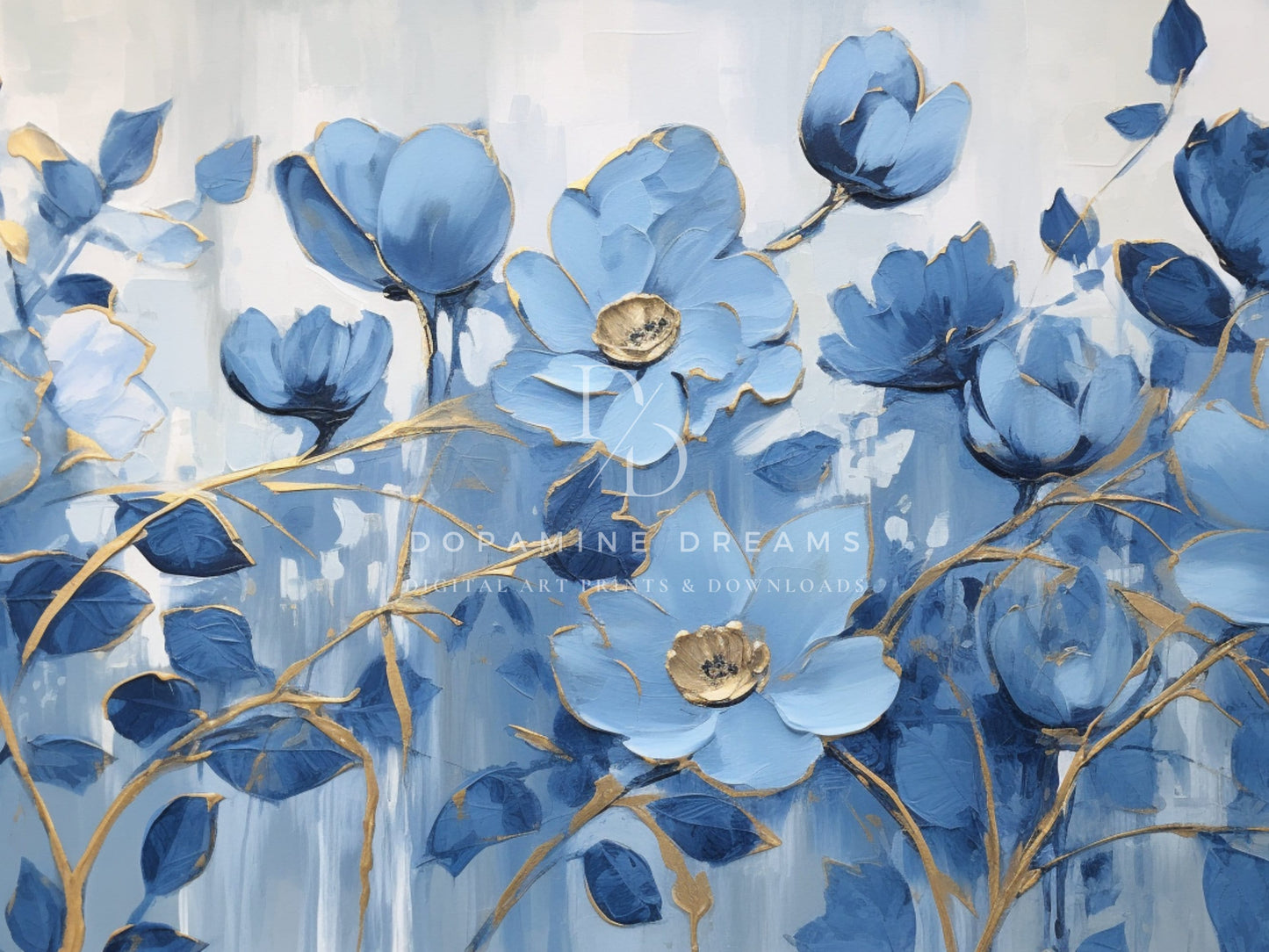 Blue Florals TV Art