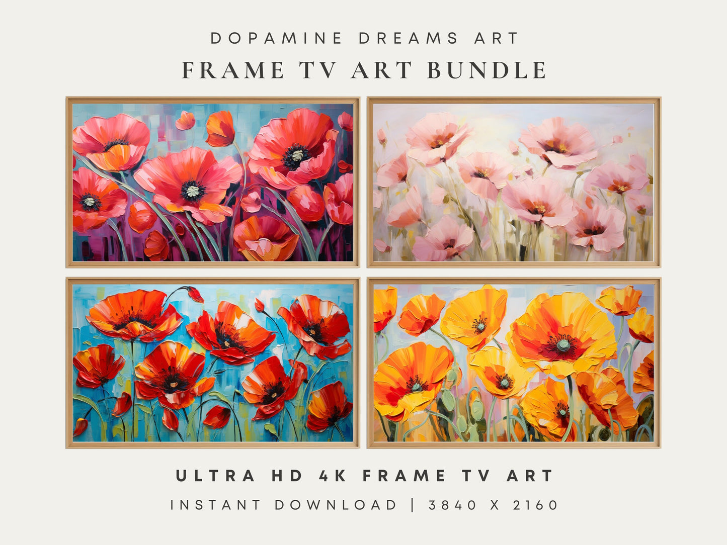 Vibrant Poppies Frame TV Art Bundle