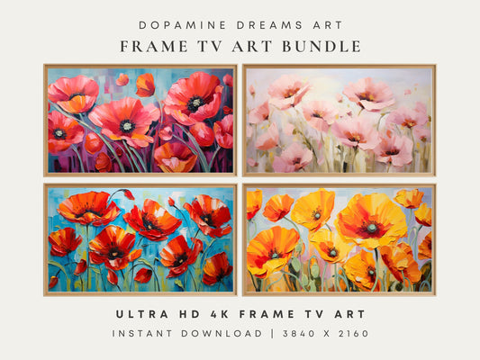 Vibrant Poppies Frame TV Art Bundle