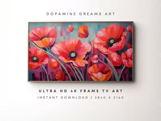 Vibrant Poppies Flowers Frame TV Art