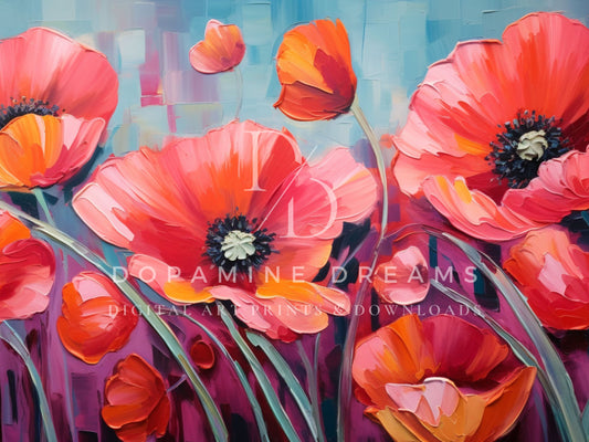 Vibrant Poppies Flowers Frame TV Art