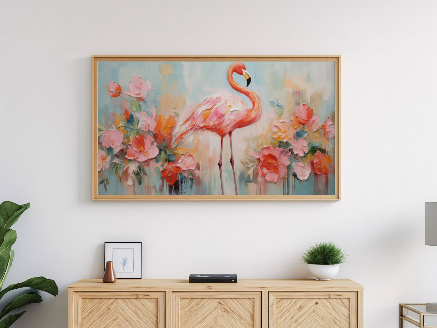 Vibrant Spring Flamingo Frame TV Art