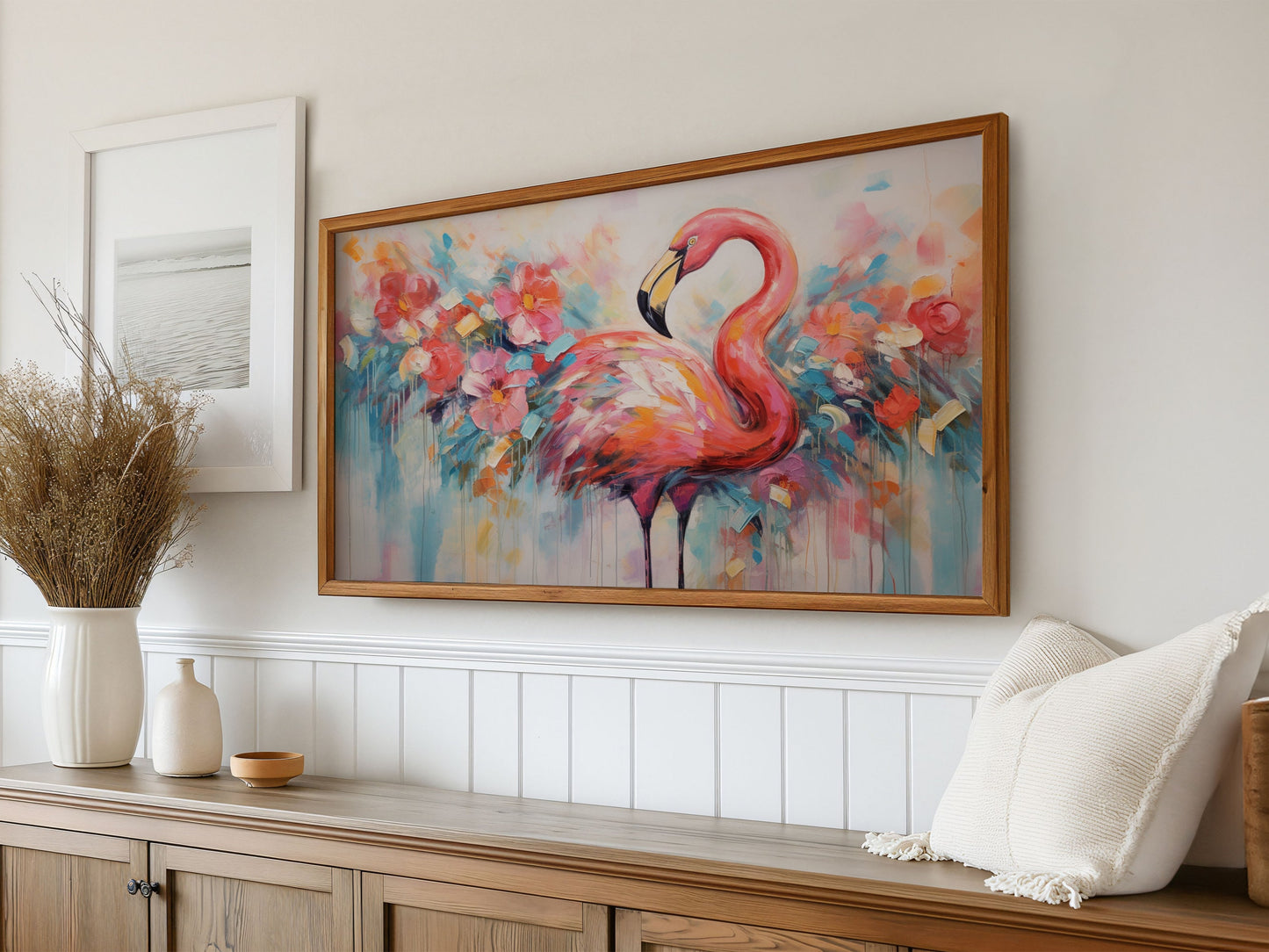 Vibrant Spring Flamingo Frame TV Art