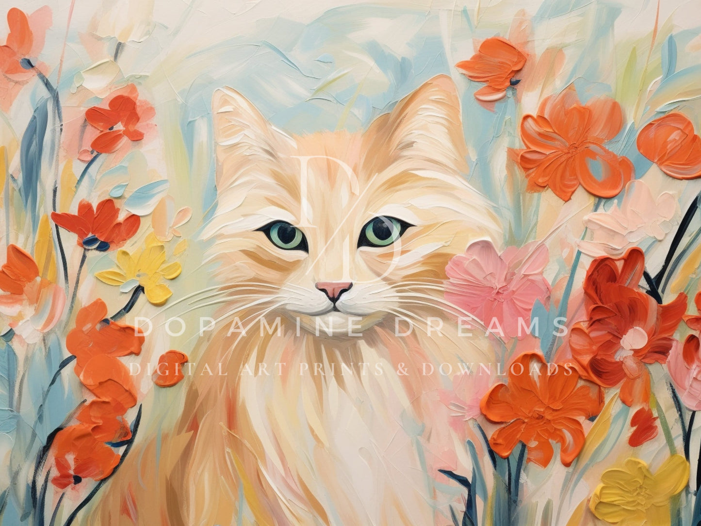 Boho Cat Floral Frame TV Art