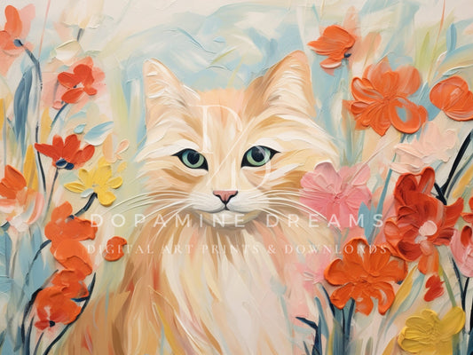 Boho Cat Floral Frame TV Art