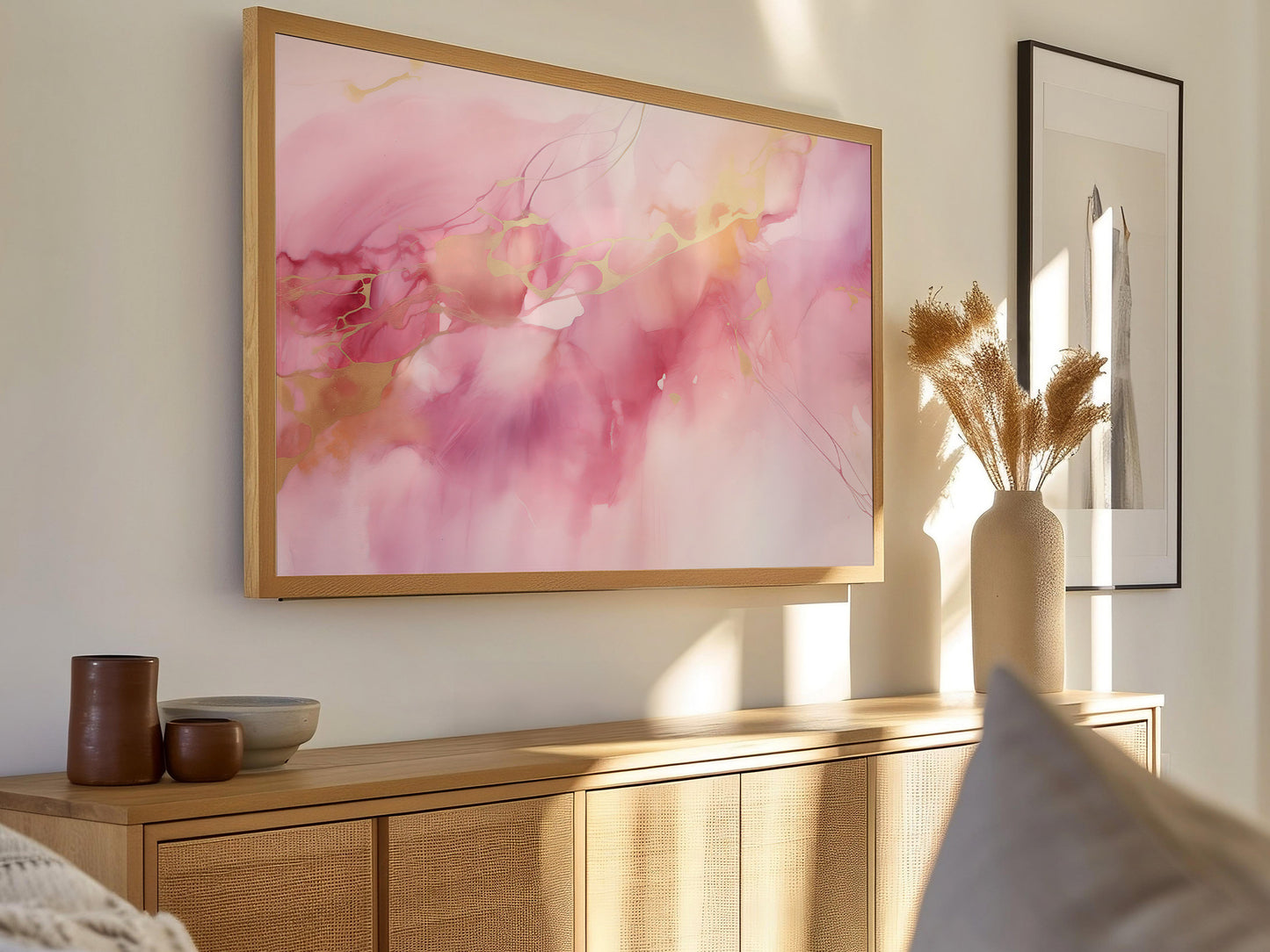 Abstract Pink Watercolor Frame TV Art