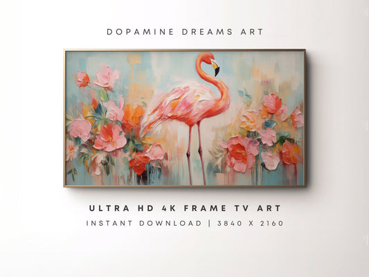 Vibrant Spring Flamingo Frame TV Art